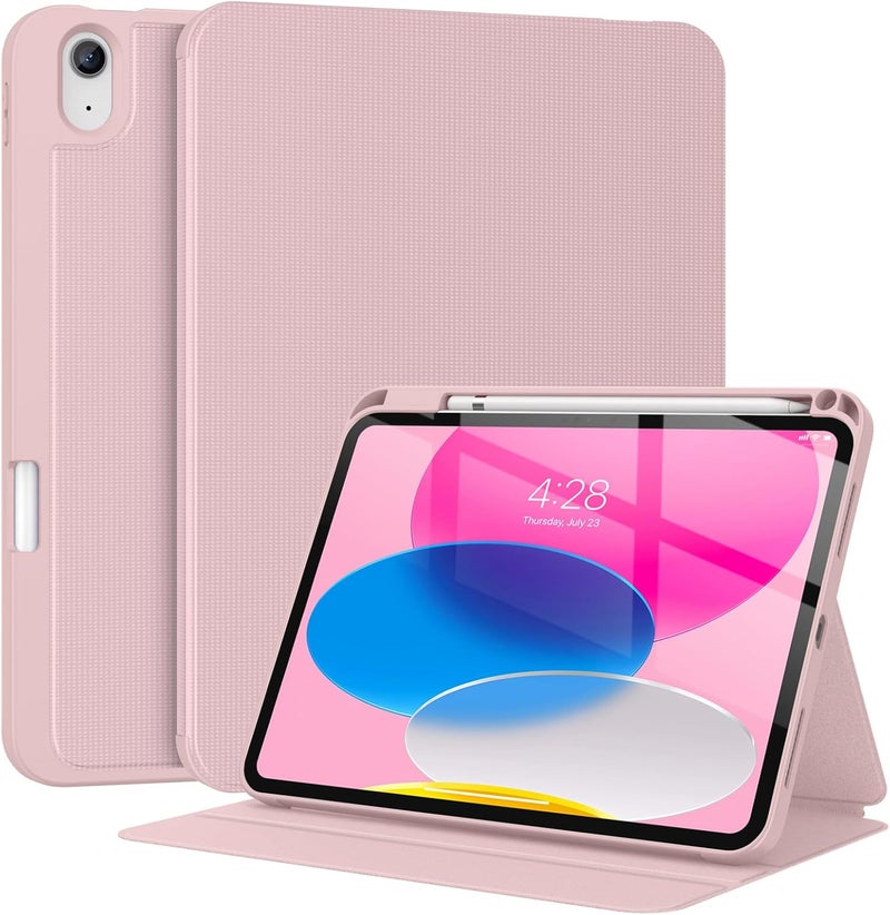 Supveco حافظة لجهاز iPad (A16) الجيل 11 بحجم 11 بوصة (2025)، iPad الجيل 10 بحجم 10.9 بوصة (2022) مع حامل قلم - [استيقاظ/نوم تلقائي]، حافظة فاخرة مع قاعدة قابلة للطي وغطاء خلفي ناعم من TPU - وردي ناعم - Image 1